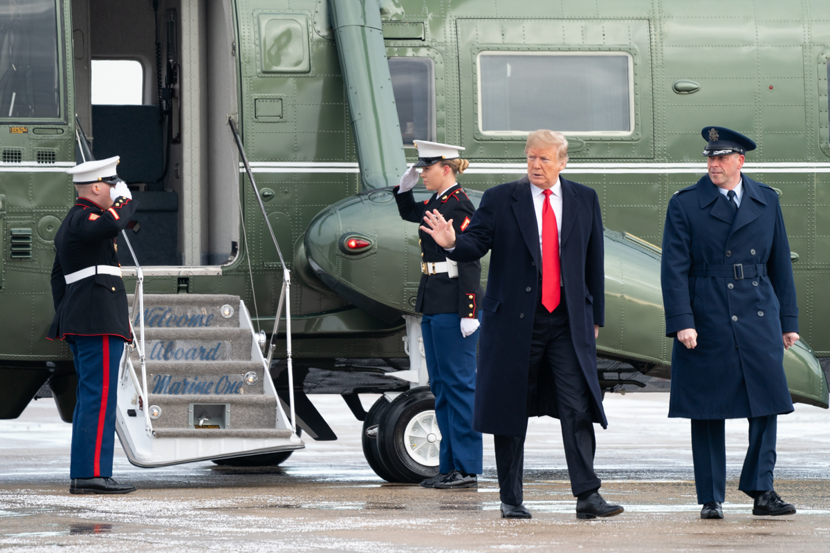 President Donald J. Trump arrives at Joint Base Andrews Air Force Base
