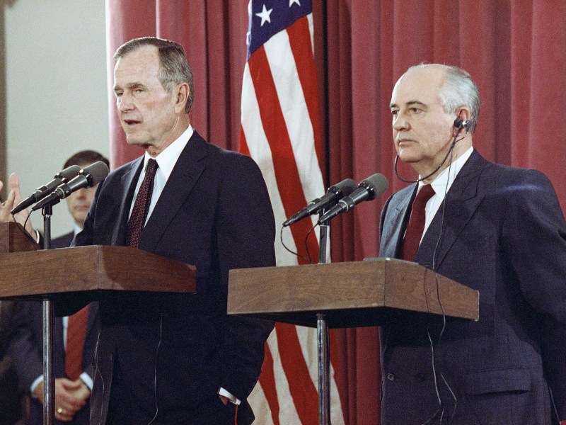 George H. Bush and Mikhail Gorbachev